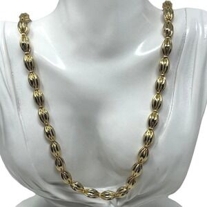Alabaster Jewelry Co Necklace Gold Tone Fluted‎ Beads 30 inches